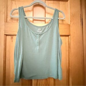 GAP Linen Blend Cropped Tank Top – Size L – Olive / Sage Green